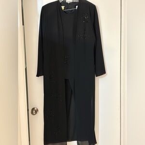 After Dark Pantsuit 3 Piece Layered & Flowing Tunic Has Splits
